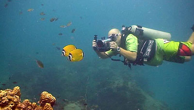 videographer filming on koh tao