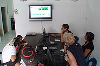 video trainees learning colour correction